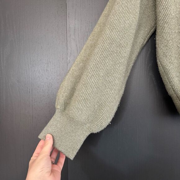Anthropologie Daily Practice Hooded Sage Green V Neck Sweater sz M - Picture 2 of 5